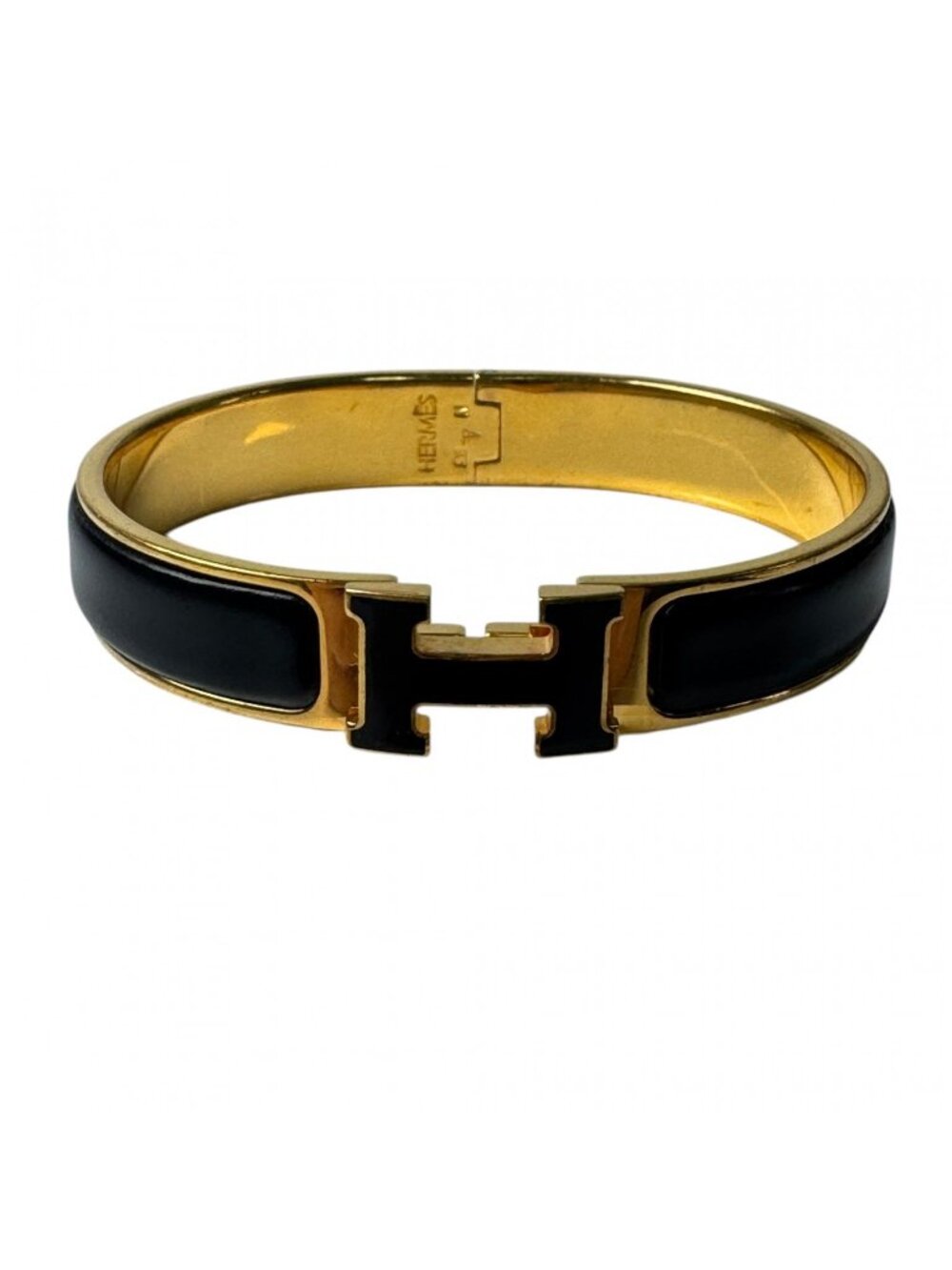 Hermes Clic Clac Bracelet Black Gold
